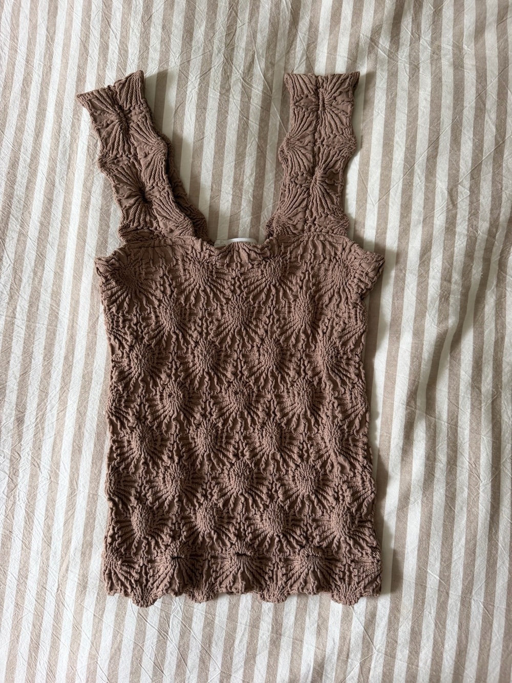Altar'd State Tan Textured Knit Square-Neck Tank